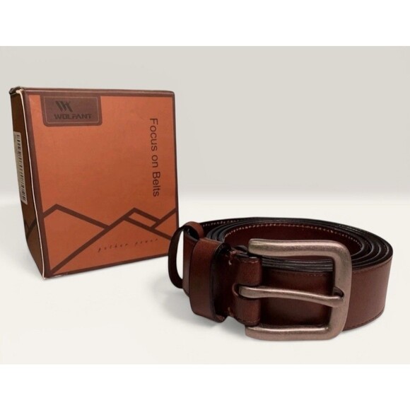Other - WOLFANT Men’s Brown Full Grain Italian Leather Belt 55” XL New In Box